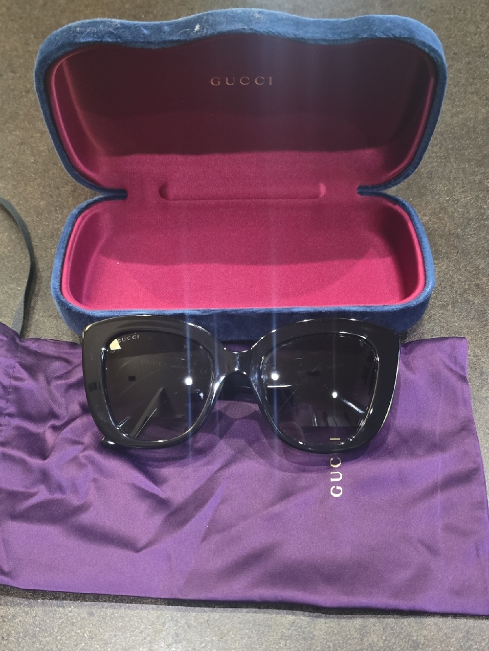 Gucci Women's Black Oversized Cat-Eye Sunglasses